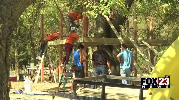 Video: Sapulpa community builds treehouse at foster organization