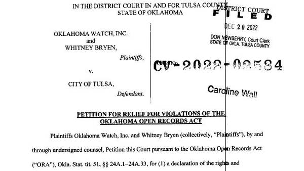 Transparency in question as City of Tulsa, TPD faces lawsuit over Open Records Act