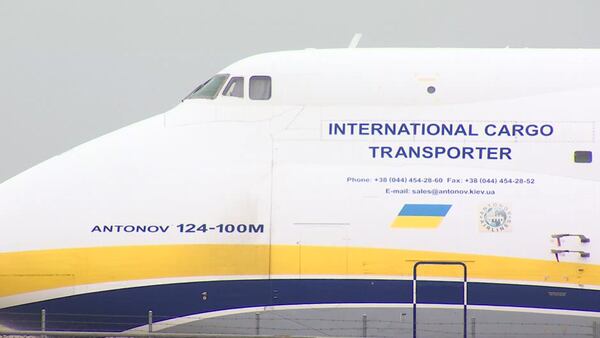 Photos: Ukrainian-based cargo plane lands in Tulsa, marking first flight since war began