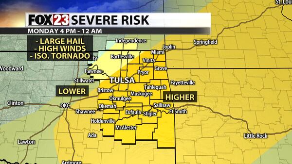 Severe storms possible Monday evening