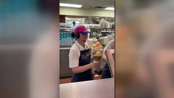 Video: Cushing Braum's shows off 31-scoop ice cream cone