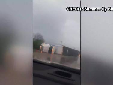 VIDEO: Semi flipped over in severe Stilwell storm