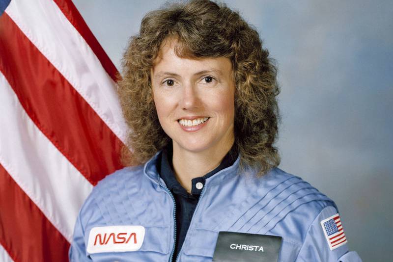 This Sept. 26, 1985 photo made available by NASA shows astronaut Sharon Christa McAuliffe. The high school teacher from Concord, N.H., never got to teach from space. She perished during the 1986 launch of shuttle Challenger, along with her six crewmates. (NASA via AP)