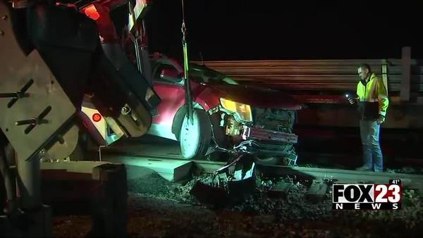 Video: Driver in hospital after car hit by train in Verdigris