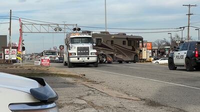 Train hits stalled RV in Claremore