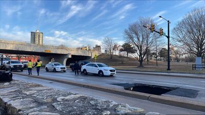 Photos: Sinkhole has lanes closed on midtown Tulsa street