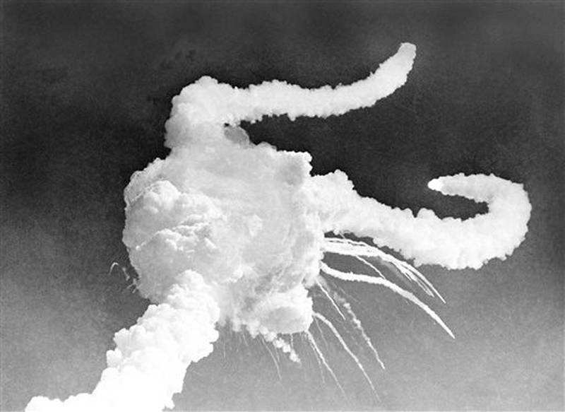 FILE - In this Jan. 28, 1986 file photo the space shuttle Challenger is destroyed by an explosion shortly after it lifted off from Kennedy Space Center, Fla. Thursday, Jan. 28, 2016 marks the 30th anniversary of the accident which killed all seven crew members. (AP Photo/Steve Helber, File)
