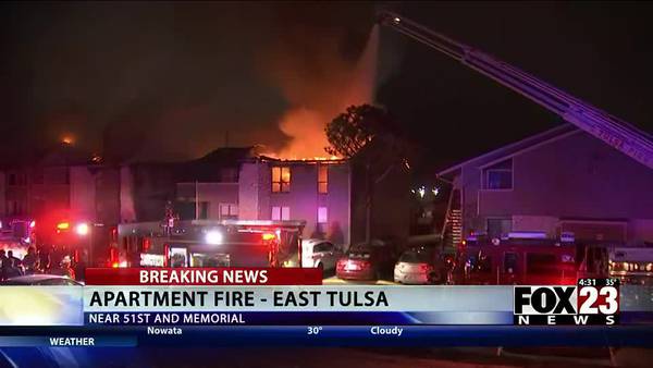 VIDEO: East Tulsa apartment building destroyed in fire overnight